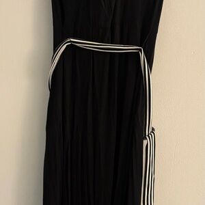 Soma Black Sleeveless Maxi Dress with Black-and-White Striped Tie